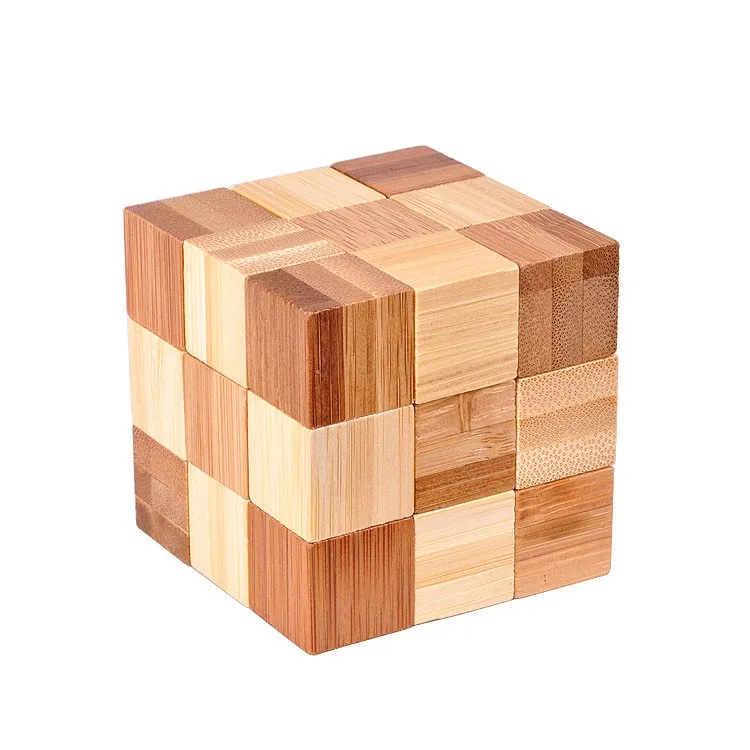 Custom Wooden Cube Puzzle kongming luban lock with Toys
