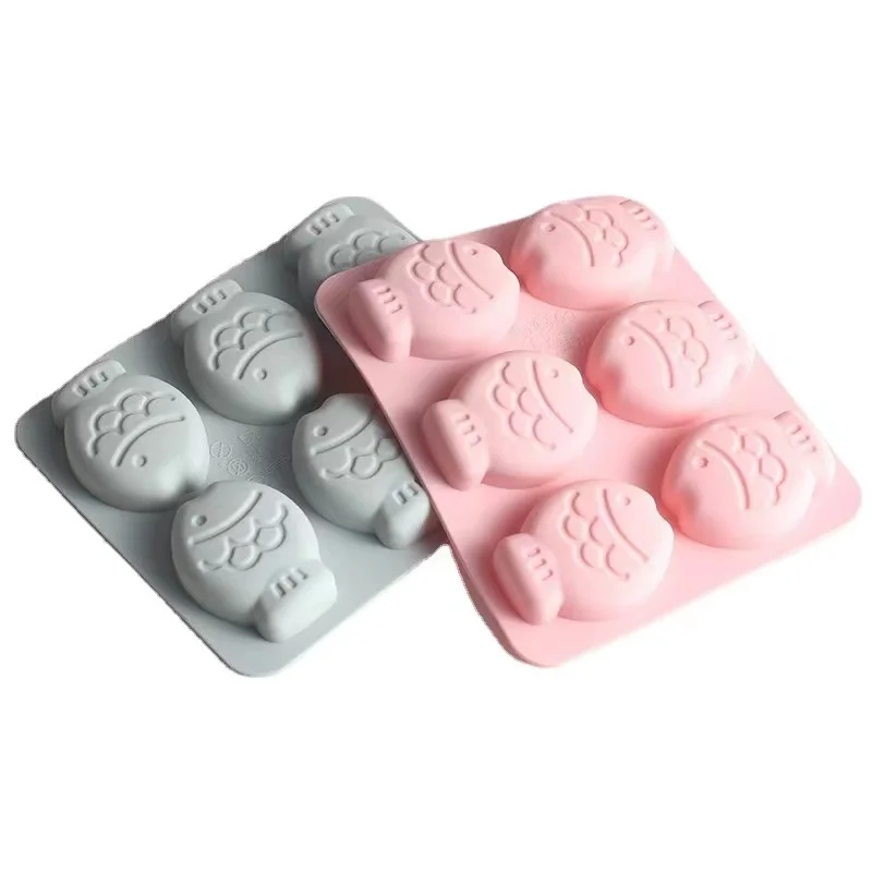 6-hole Cartoon Small Fish Taiyaki Cake Mold Baking Silicone Rice Cake Mold