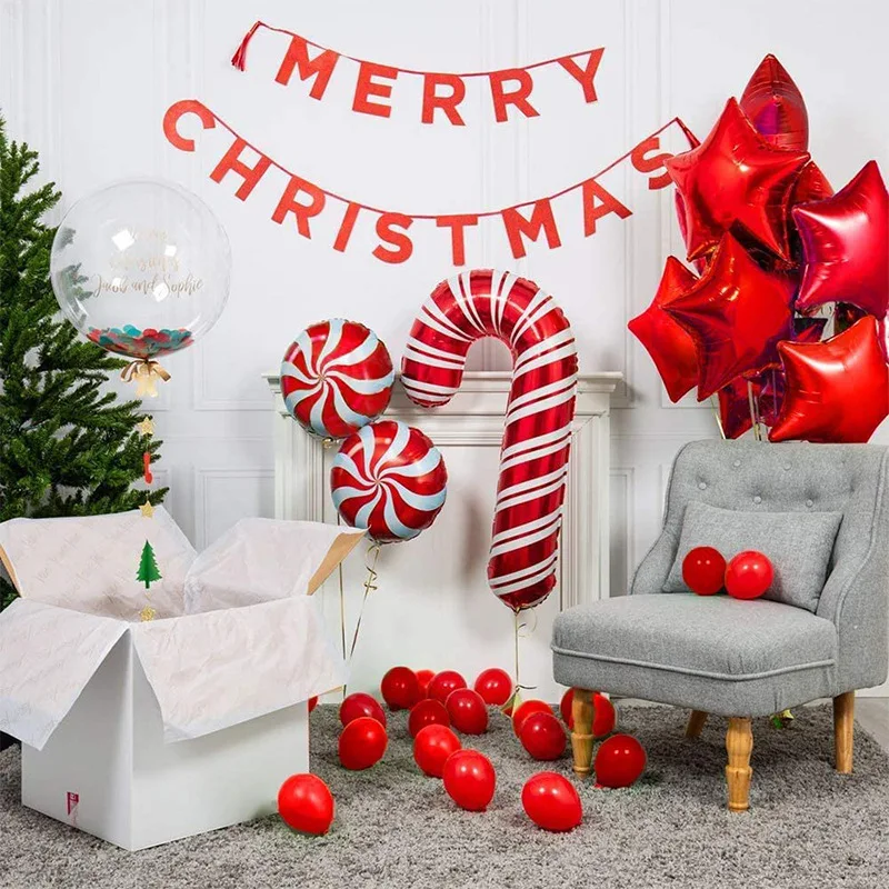
Merry Christmas Party Decorated Ballons Gift Set Santa Cartoon Xmas Tree Foil Alphabet Balloons Wholesale Suppliers 