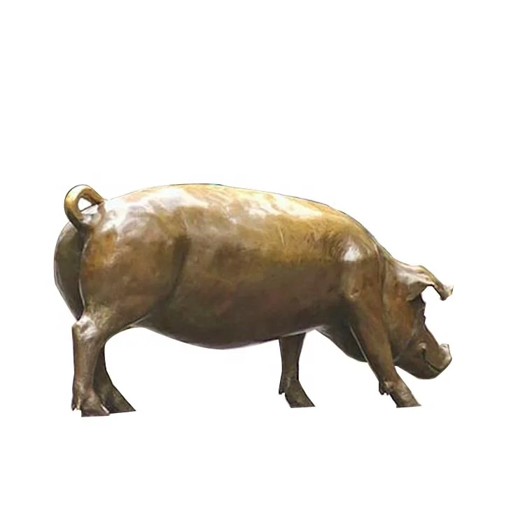 Factory Casting Metal Brass Pig Sculpture Life Size Bronze Statue For Garden Decoration