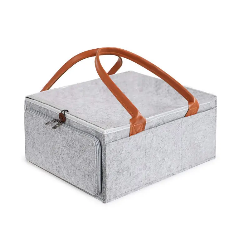 2021 New Trend Felt Diaper Bags Baby Diaper Caddy Organizers for Mothers with Removable Cover