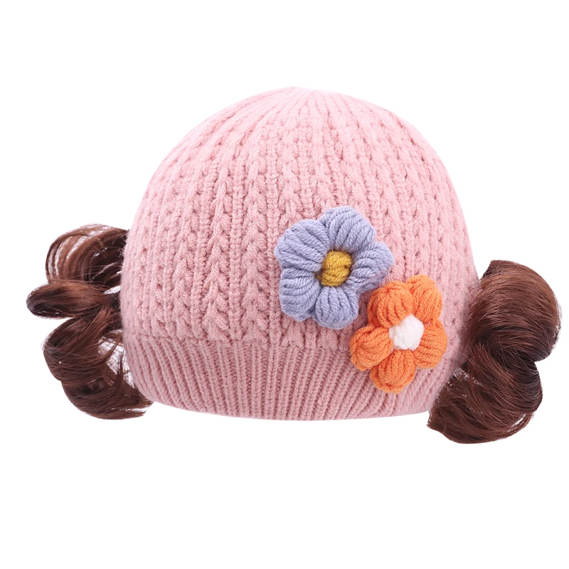 Детская утепленная вязаная шапка, теплая вязаная крючком шапка с цветами, для осени и зимы