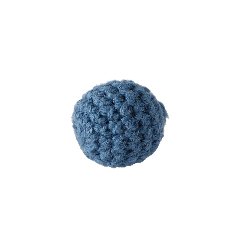 20mm Colorful Crochet Round Ball Beads for Bracelet Jewelry Hand-crocheted Wooden Bead Cotton Thread Teething Baby Toys