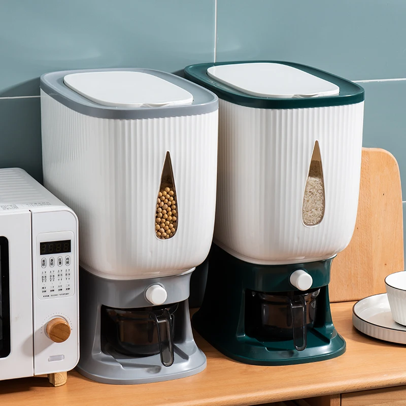 Plastic Rice Grain Dispenser Organizer Container Automatic Cat Dry Food Grain Dispenser