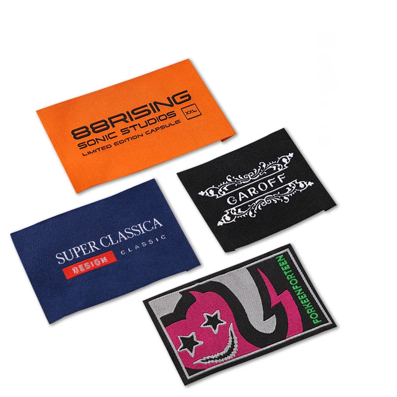 Factory Wholesale Custom Brand Name Clothes Labels Straight Cut Damask Personal Design Logo Print Woven Labels For Clothing