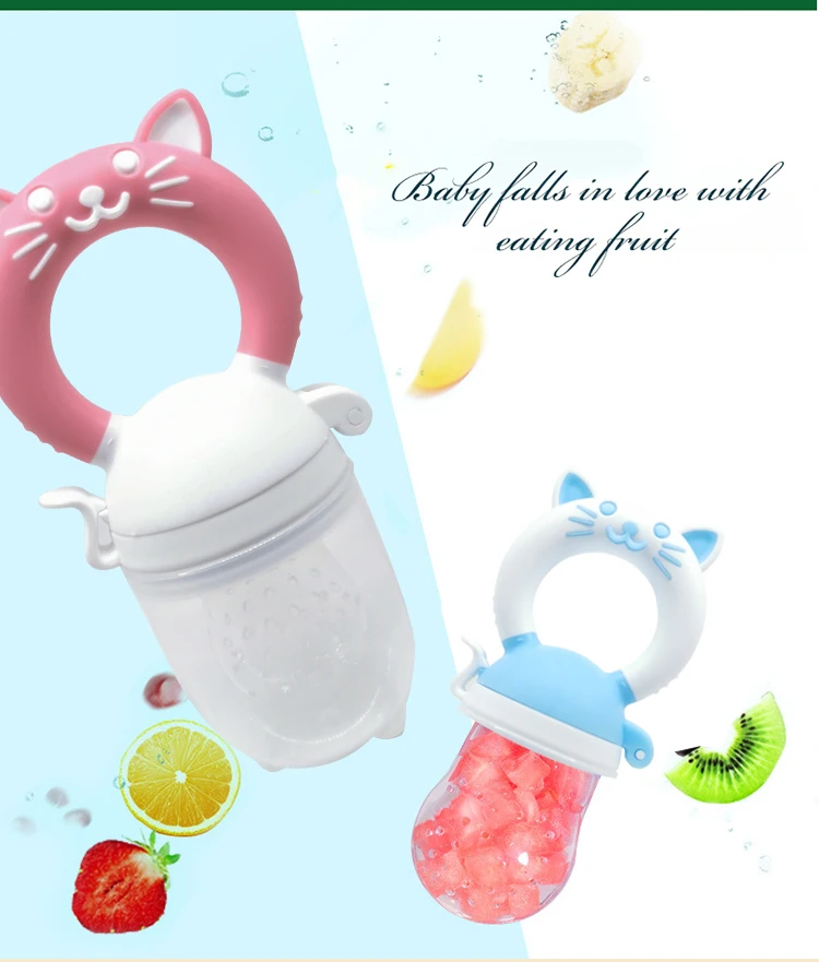 Newborn Pacifiers  Silicone Cat Baby Pacifiers Infant Fruit Food Feeder Pacifier