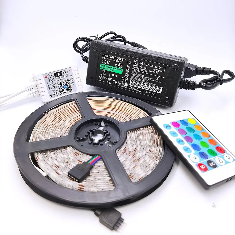 Горячая Распродажа 5 м 16.4ft 5050 SMD RGB светодиодные полосы 24Key 44Key ИК-пульт дистанционного управления адаптер полный набор светодиодных лент