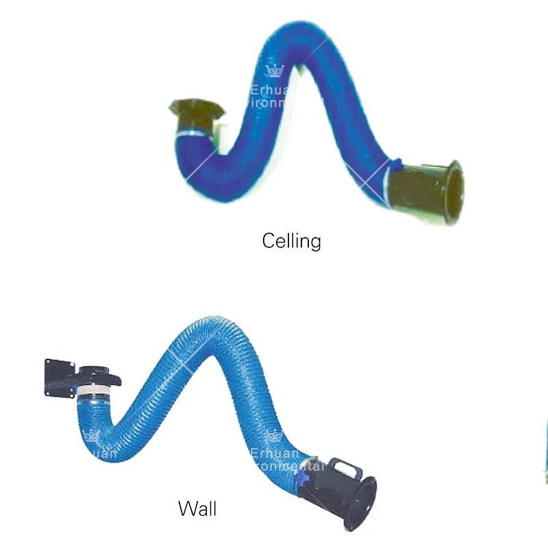 Erhuan flexible wall mount welding fume extraction arm with hood. flexible fume extractor pipe dust extraction arm