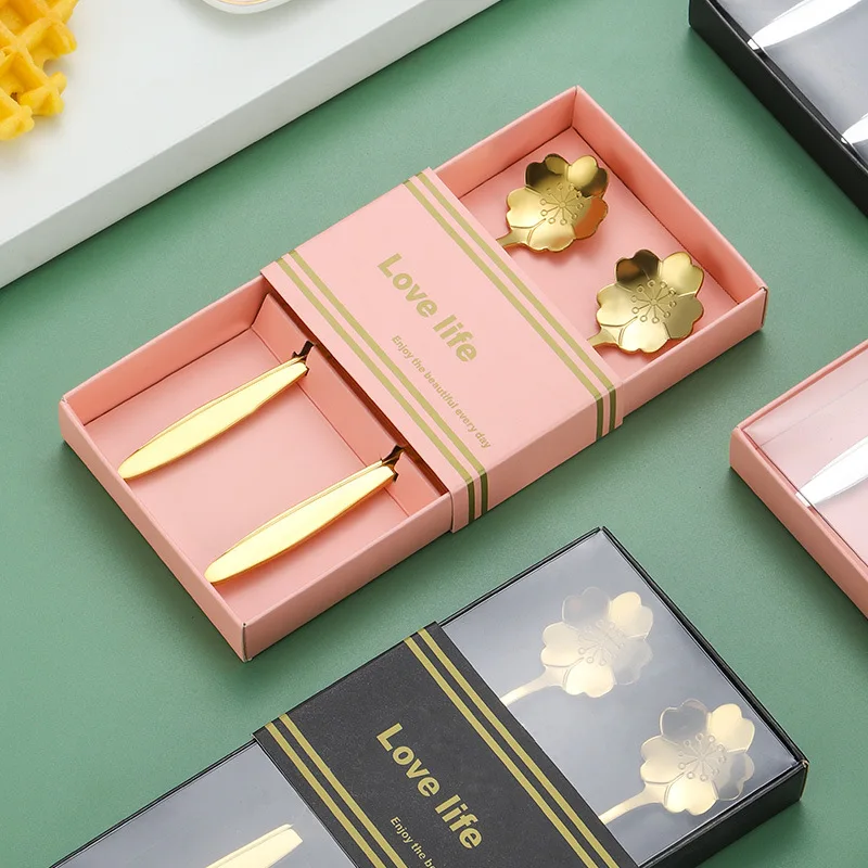 Support customization guests wedding souvenirs stainless steel 2-piece set coffee spoon