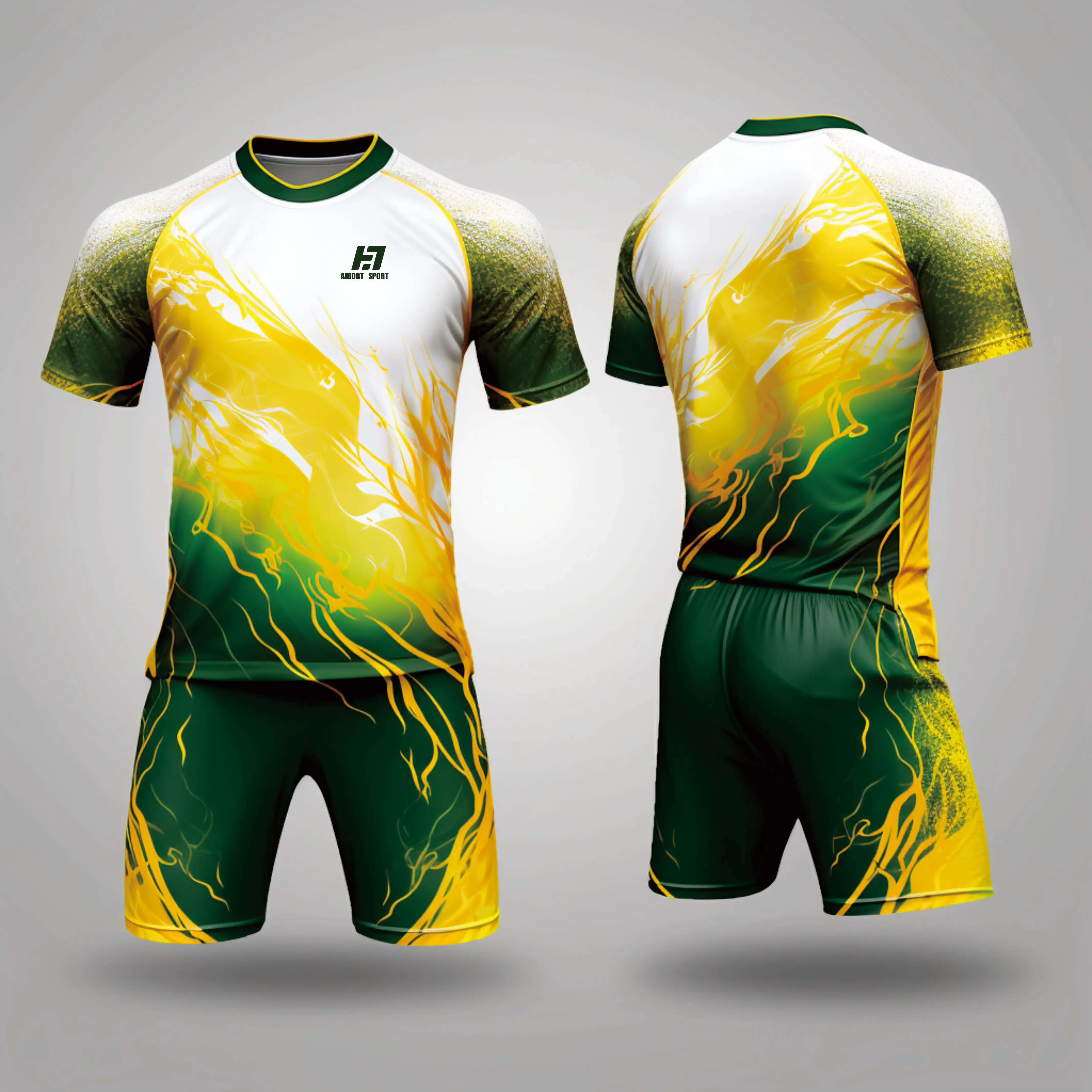 Aibort Wholesale Custom Sublimation Jersey Set Football Red And Blue Stripe Jersey Quality Goalkeeper Collared Reversible Wear/