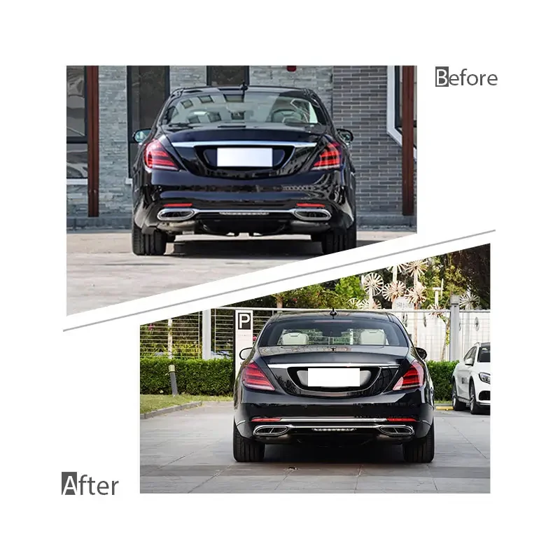 Upgrade M style body kit front rear bumper diffuser exhaust tail pipe for Mercedes Benz S-class W222 2018-2020 tuning parts