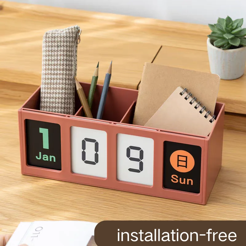 Hot new style recycling desk calendar Creative multifunction simple school office desktop pen container decoration