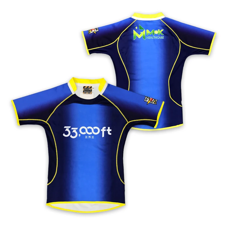Wholesale Custom Rugby T Shirt Polyester Fabric Sublimation Pattern Print Rugby Jersey