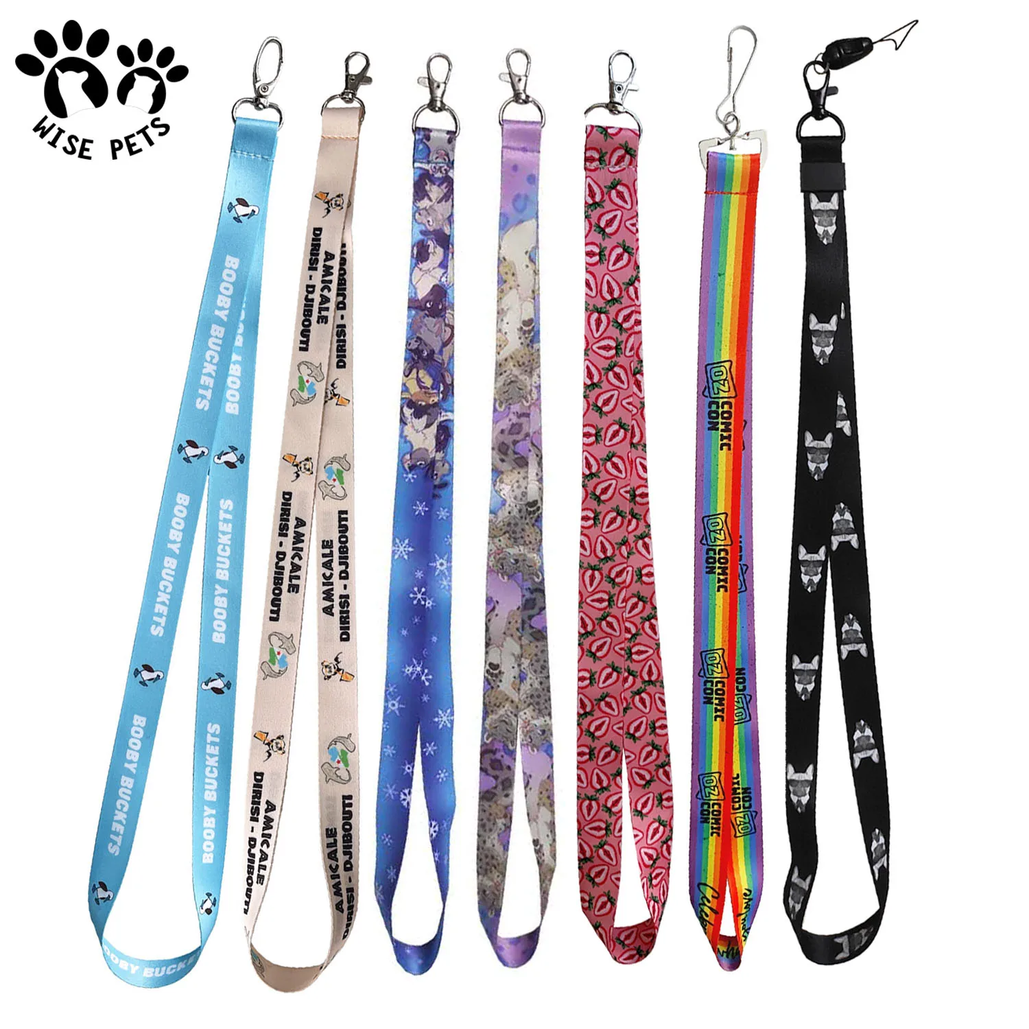 Custom Logo Dye Sublimation Printed Fabric Polyester Keychain Lanyards Multiple Purpose Wholesale Branded Neck Lanyard Strap