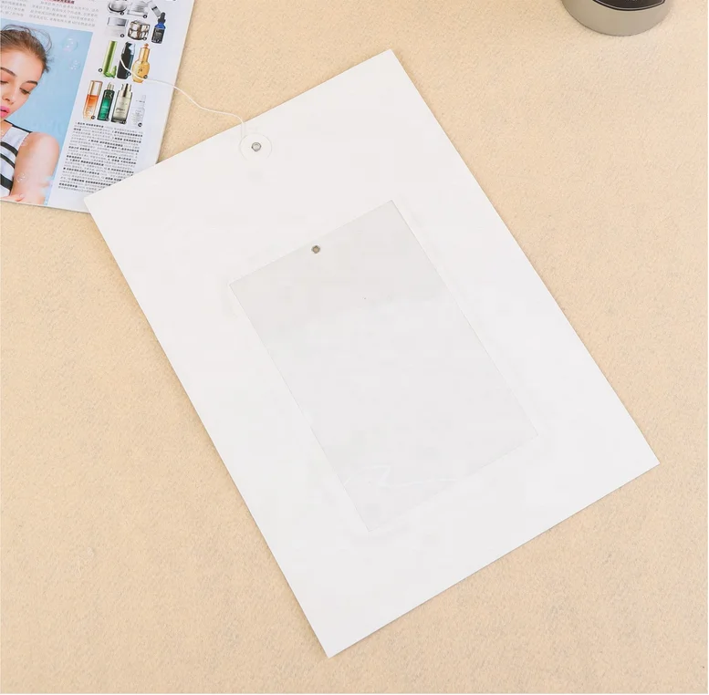 
China factory directly shirt garment kraft paper file bag pvc clear window black packing bag 