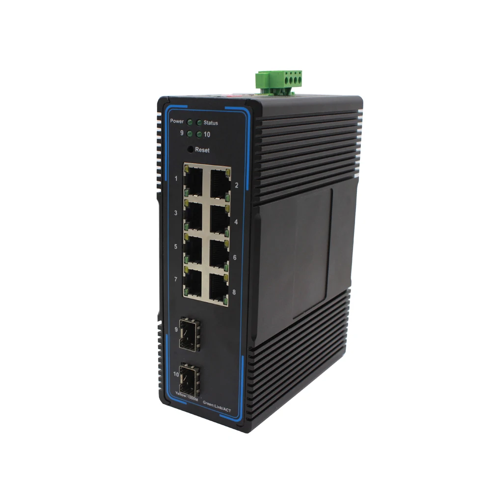 Outdoor Managed Industrial POE SFP Ethernet Switch 2*1000Mbps to 8*10/100/1000Mbps POE Gigabit SFP Switch DC48V