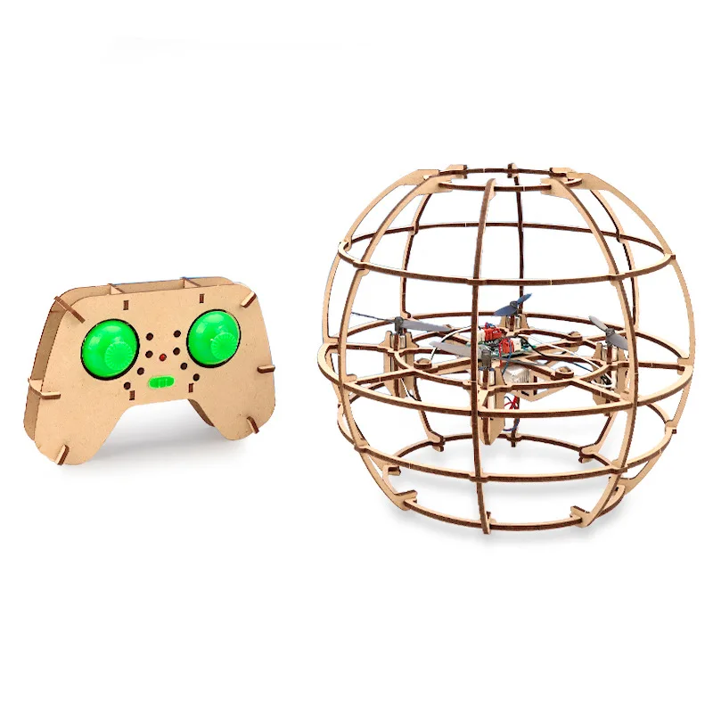 Wooden DIY RC Drone parts assembly accessories Kit Educational Dron Toys Ball Drone for Kids Student Education Programming