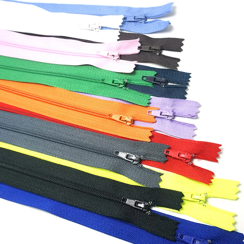 Stock 3# Self-Locking Nylon Zipper 20Cm Closed End Zipper Color Custom Suit Pants Garment Zipper