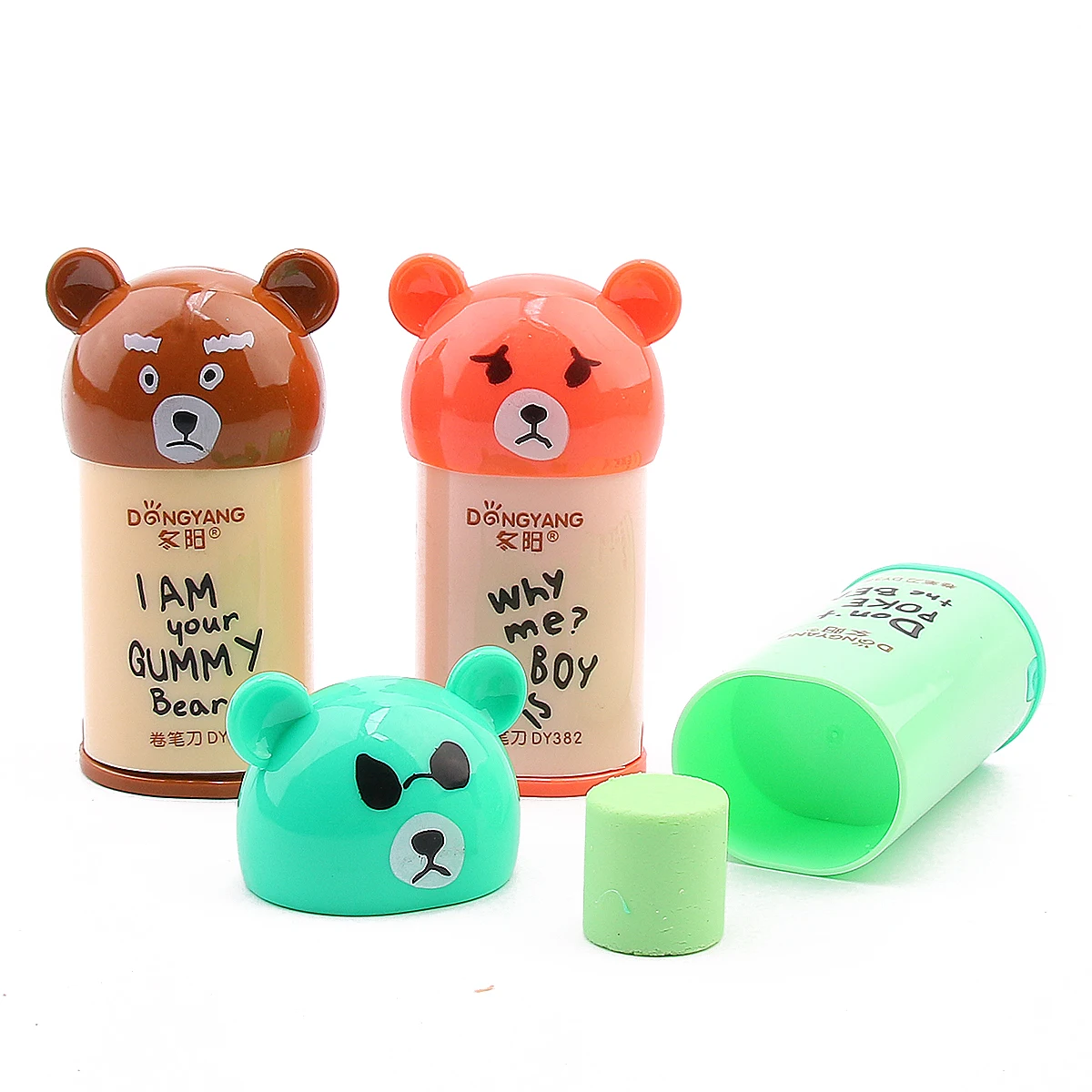 Direct Sale Hot Cheap Good Quality Cool Bear Design Stationery Set Office Gift Pencil Sharpener With An Eraser  For Kids