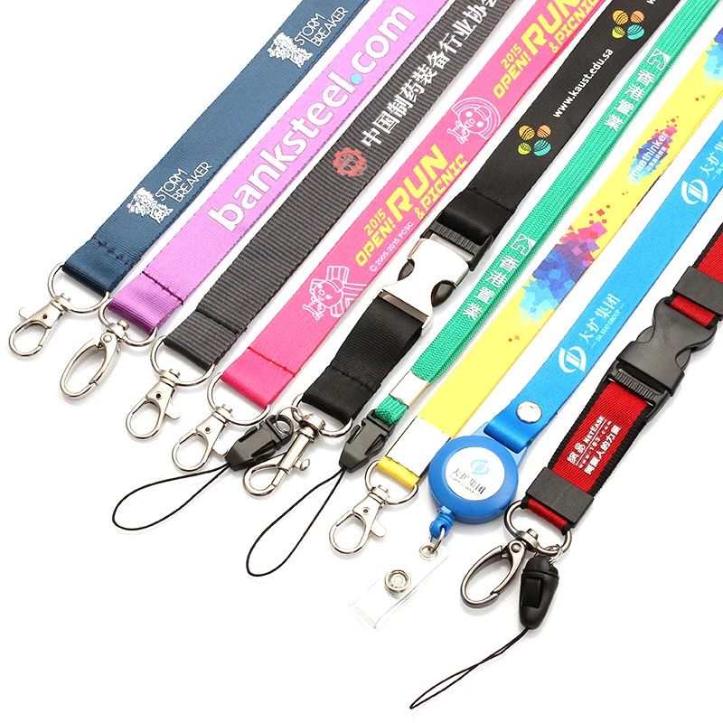 Hot sell custom logo zigzag pattern heat transfer neck strap safety breakaway lanyard with swivel metal clip