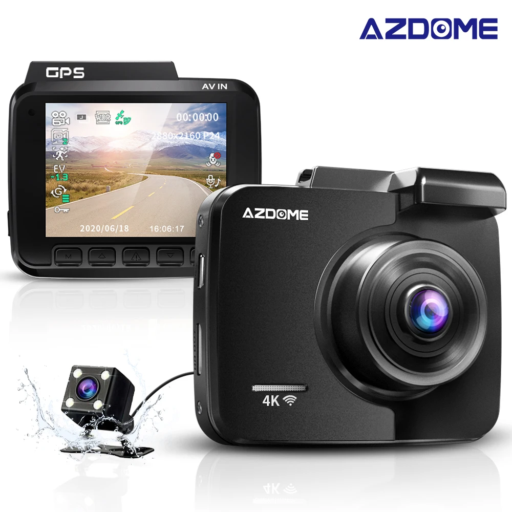 AZDOME GS63H 4K Встроенный GPS WiFi Автомобильный видеорегистратор с двумя объективами Автомобильная камера заднего вида видеокамера ночного видения