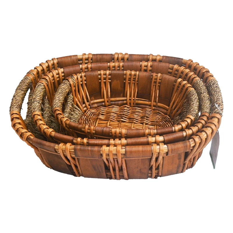 Китайский поставщик плетеных корзин ручной работы оптовая цена плетеные корзины из ивового материала для подарков с ручкой