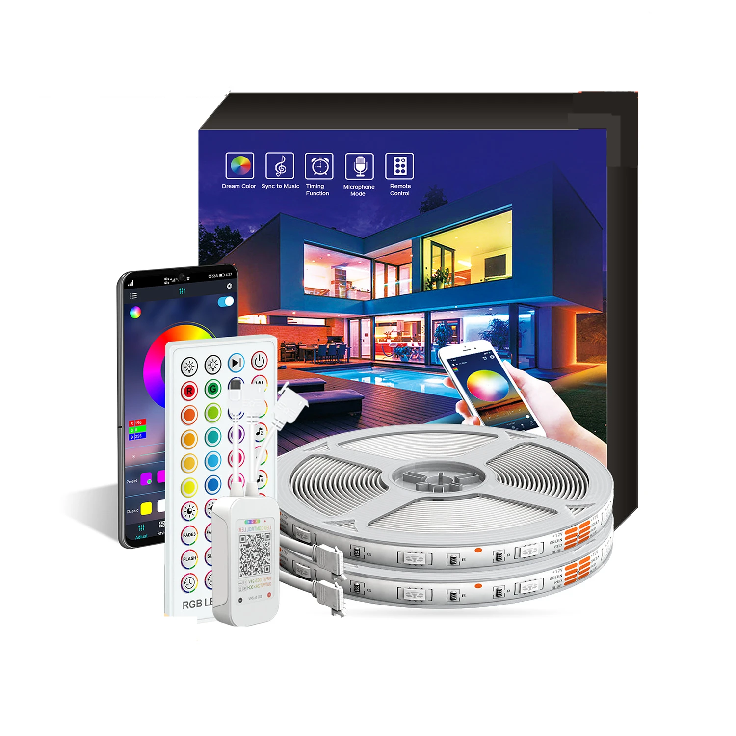 12v 5M 5050 rgb led strip lights TV desktop screen backLight diode tape home decor bar decoration