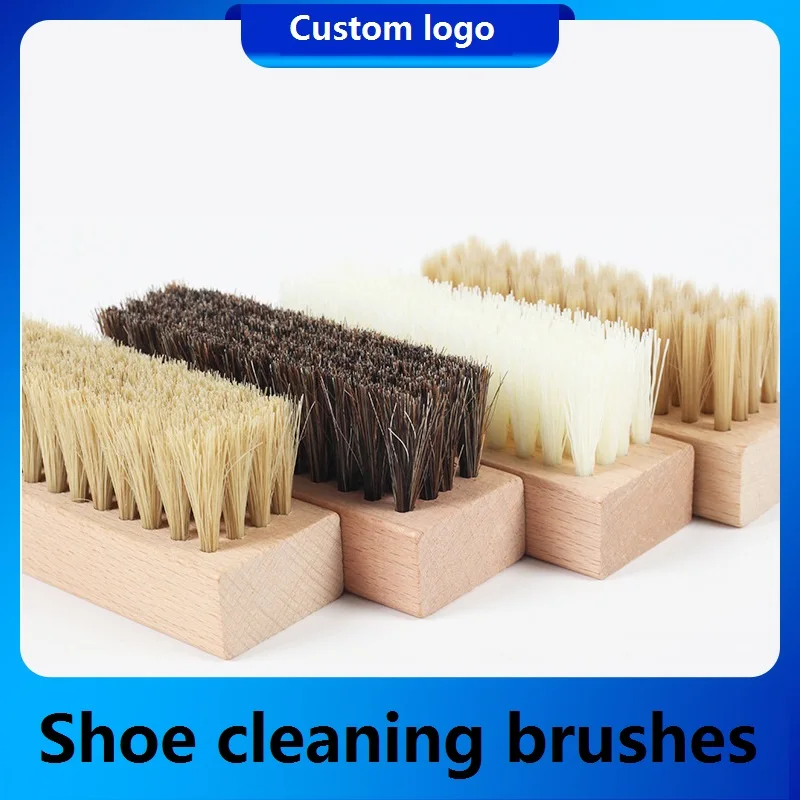 Durable Beech Wooden Handle PP Nylon Bristle Horse Hair Shoe Cleaning Brushes