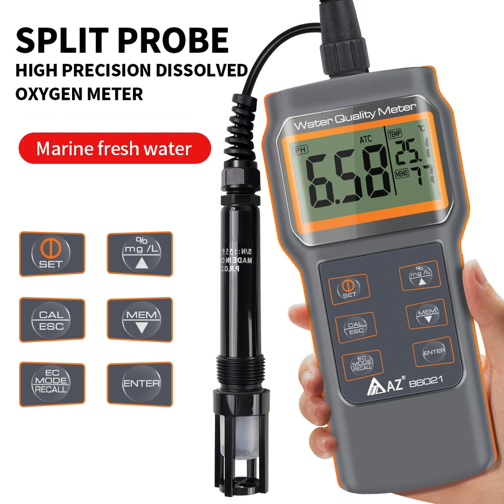 Digital Explicit AZ-86021 PH Testing Instrument Smart Sensor Dissolved Oxygen Detector For Aquaculture