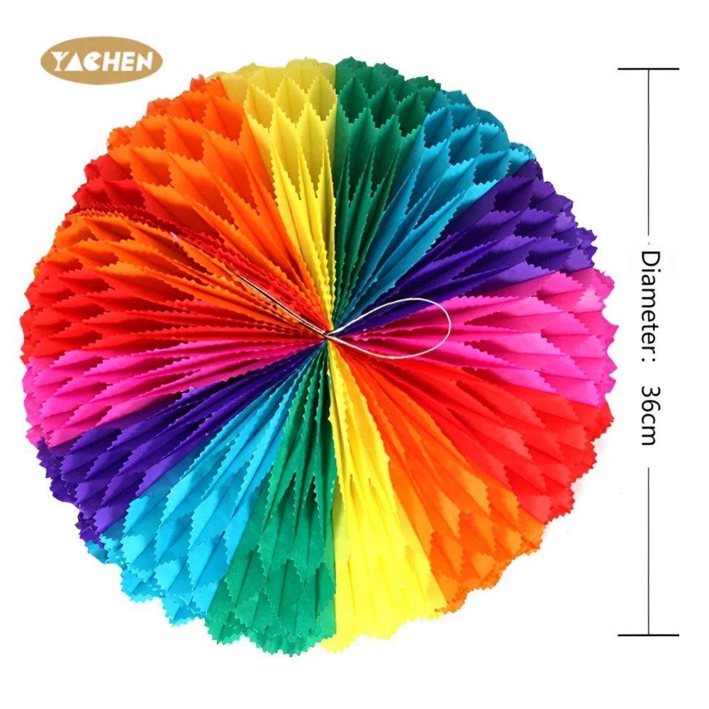 YACHEN Colorful Handmade Rainbow Honeycomb Balls Paper Lanterns Paper Fans for Kids Birthday Party Decoration Supplies