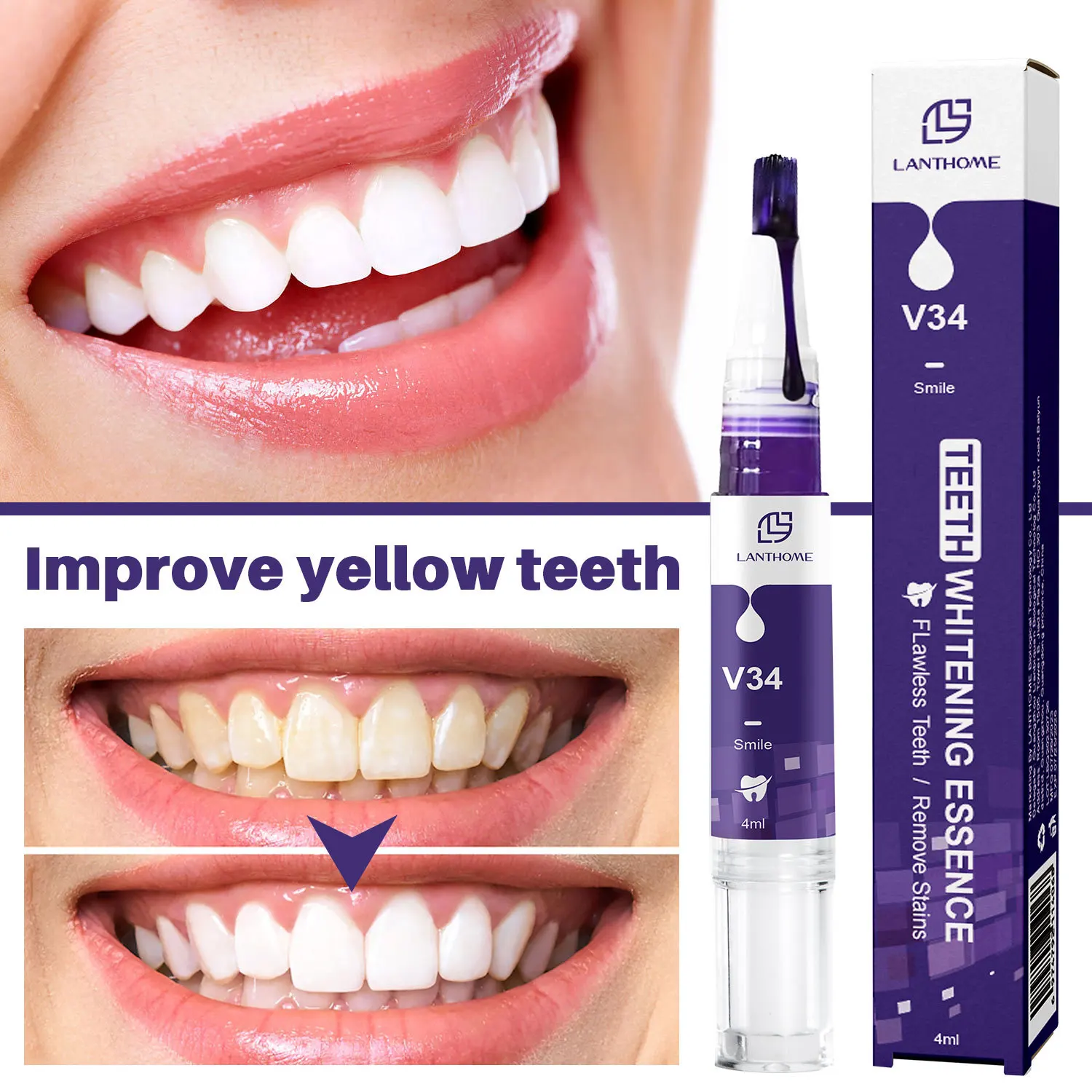 Private label Dental Bleaching Tooth Pen remove plaque instant White Teeth portable purple Teeth Whitening Gel Pencil