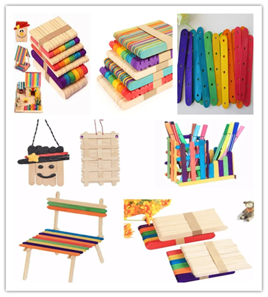 50PCS Eco-Friendly Birch Wood Craft Stick Length 11.5&6.5CM Handwork Art Craft Ice Cream DIY Popsicle Sticks Kitchen Accessories