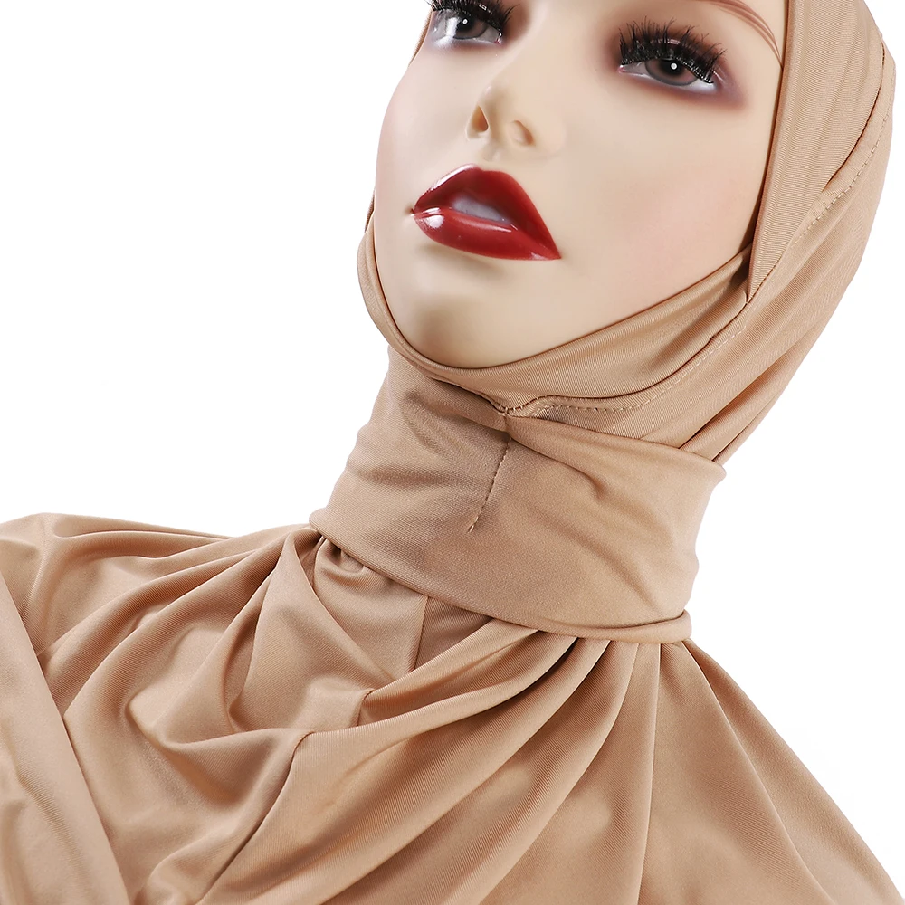 Ready to Wear Snap Fastener Instant Hijab for Muslim Women Full Cover Head Wraps Scarf Islam Turban Caps Turbante Mujer