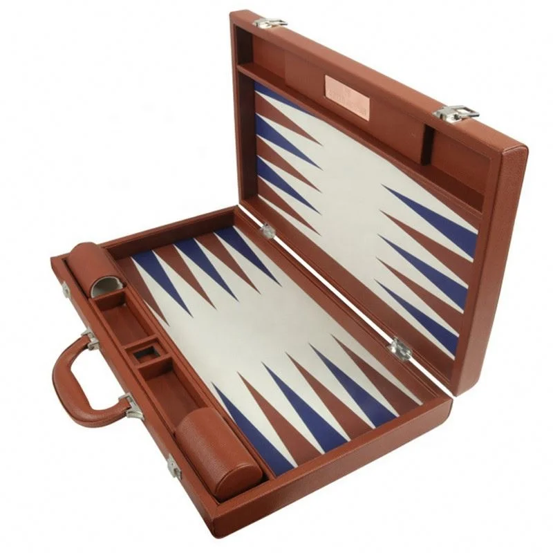 High Quality Faux Leather Travel Backgammon Case Set