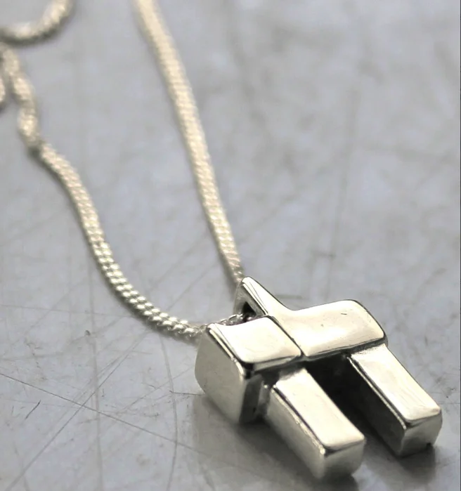 Chunky Judaica Chai Charm Pendant necklace Jewish Jewelry Silver Chai Jewish Necklace for men or women