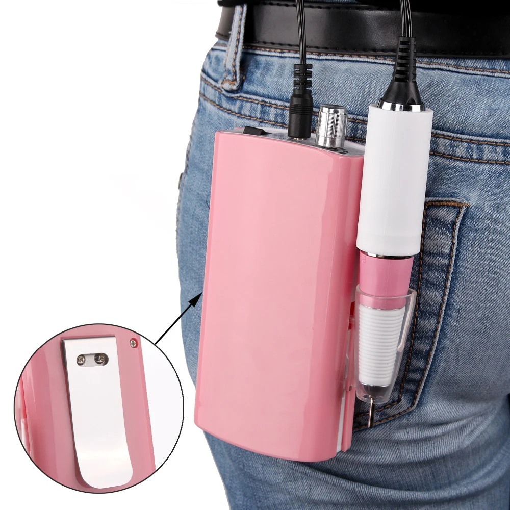 Mini Portable 30000 rpm pink Manicure Pedicure Rechargeable Electric Efile Nail Drill for Acrylic Nails