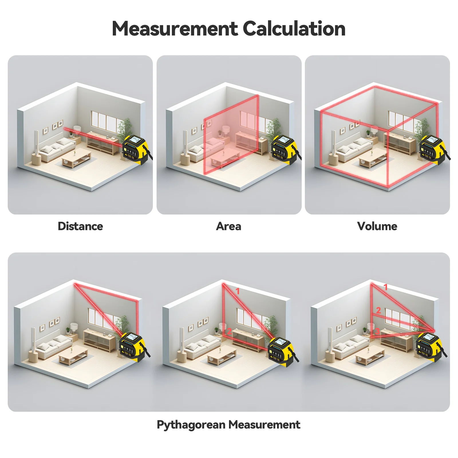 ZHENBING 4 In 1 5m Range Laser Measure Tape Oem Mini Handheld Digital Laser Distance Meter 40m With Cross Line Laser