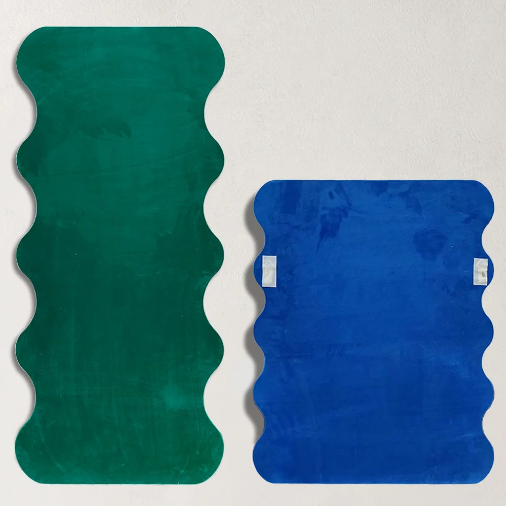 2024 New Promotion Wooden Mirror Spiegel Modern Irregular Wavy Long Home Goods Luminous Elegant Full Length Large Floor Mirrors