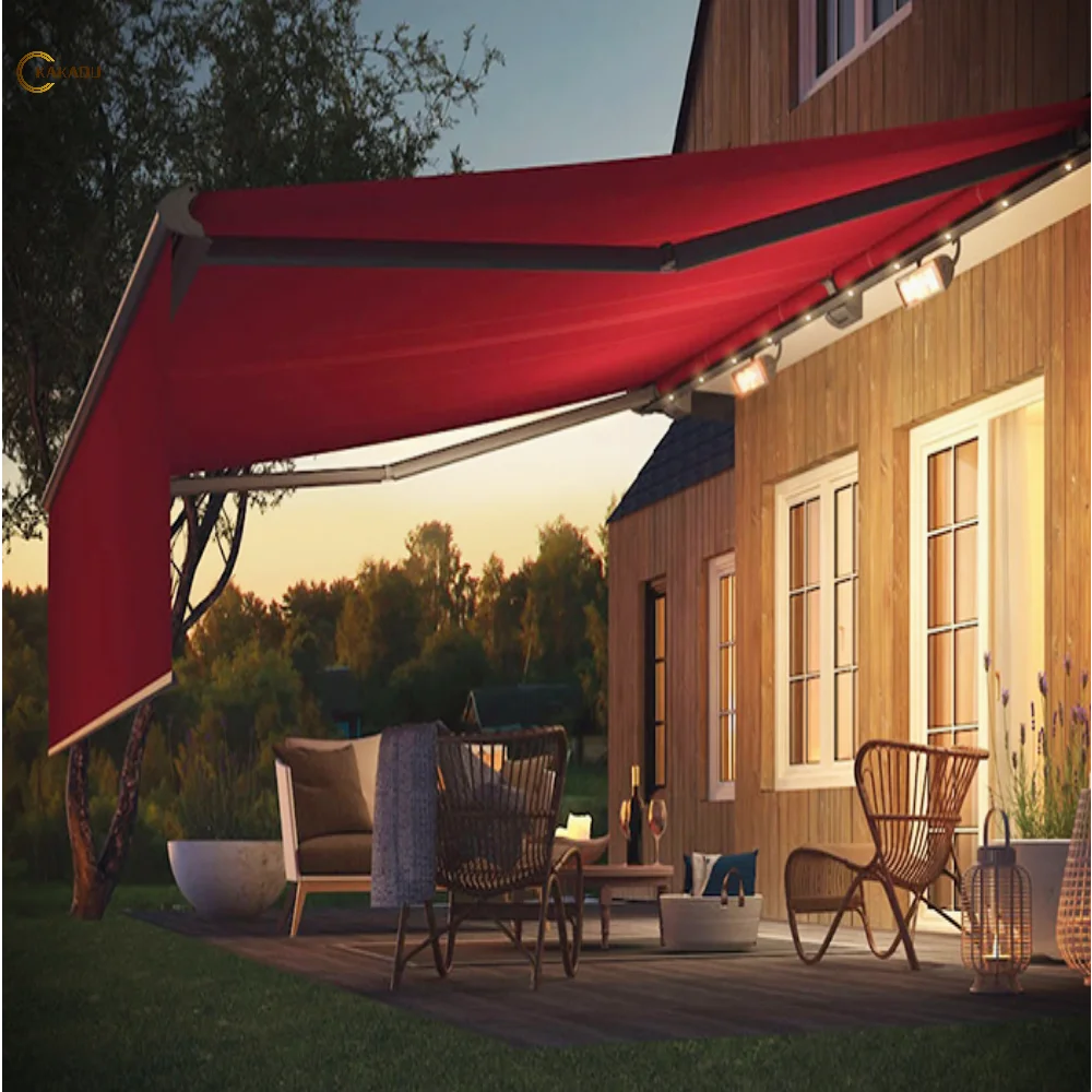 KAKADU Premium outdoor retractable awning window customized 2.5m 3m 4m 5m 6m wide full sizes and types aluminum arm awning