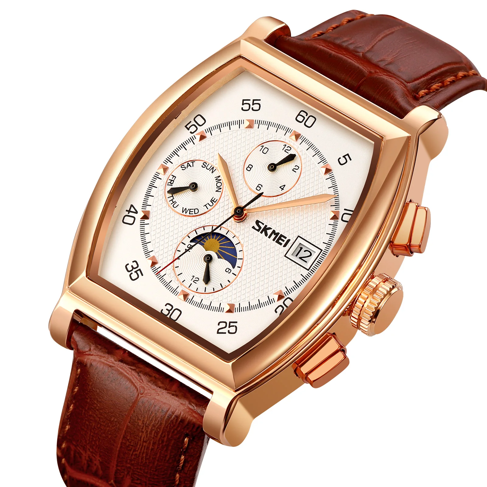 Новое поступление 9247 автоматические часы SKMEI с ремешком из натуральной кожи корпус из цинкового сплава водонепроницаемые наручные часы для мужчин