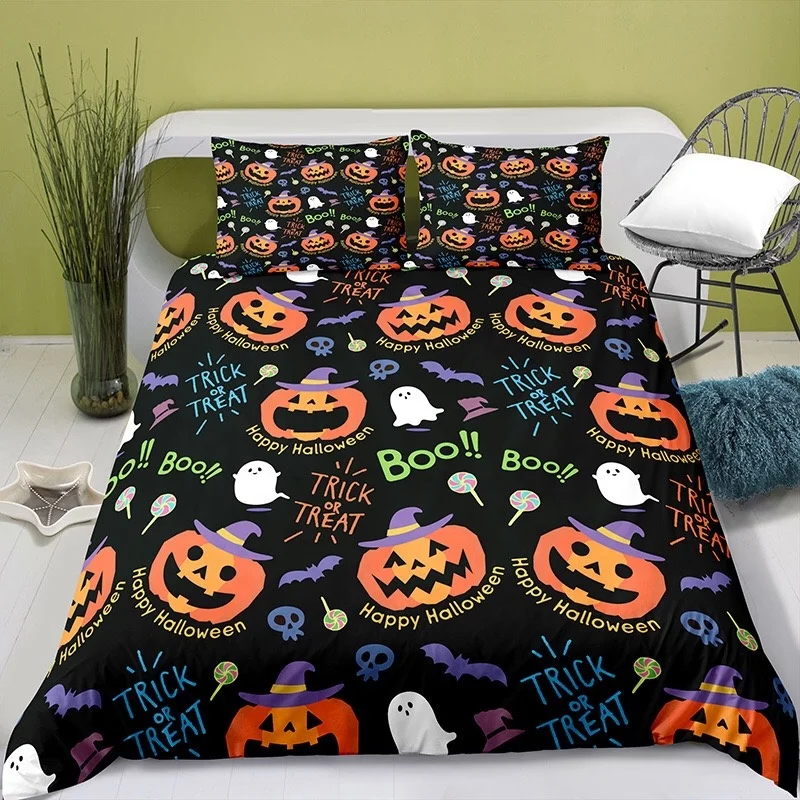 3D Halloween Christmas Elements Custom Quilt Cover Pillowcase Sheet duvet cover bedding set 	 3pices bed sheets cover