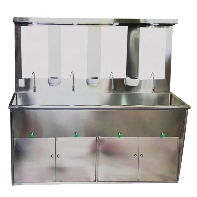 Four people operating room 304 stainless steel surgical scrub sink hand washing sink with faucet hole