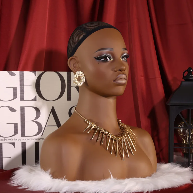 Wholesale New Arrival Mannequin Training Head With Human Hair Makeup wig mannequin with shoulder mannequin for wig display