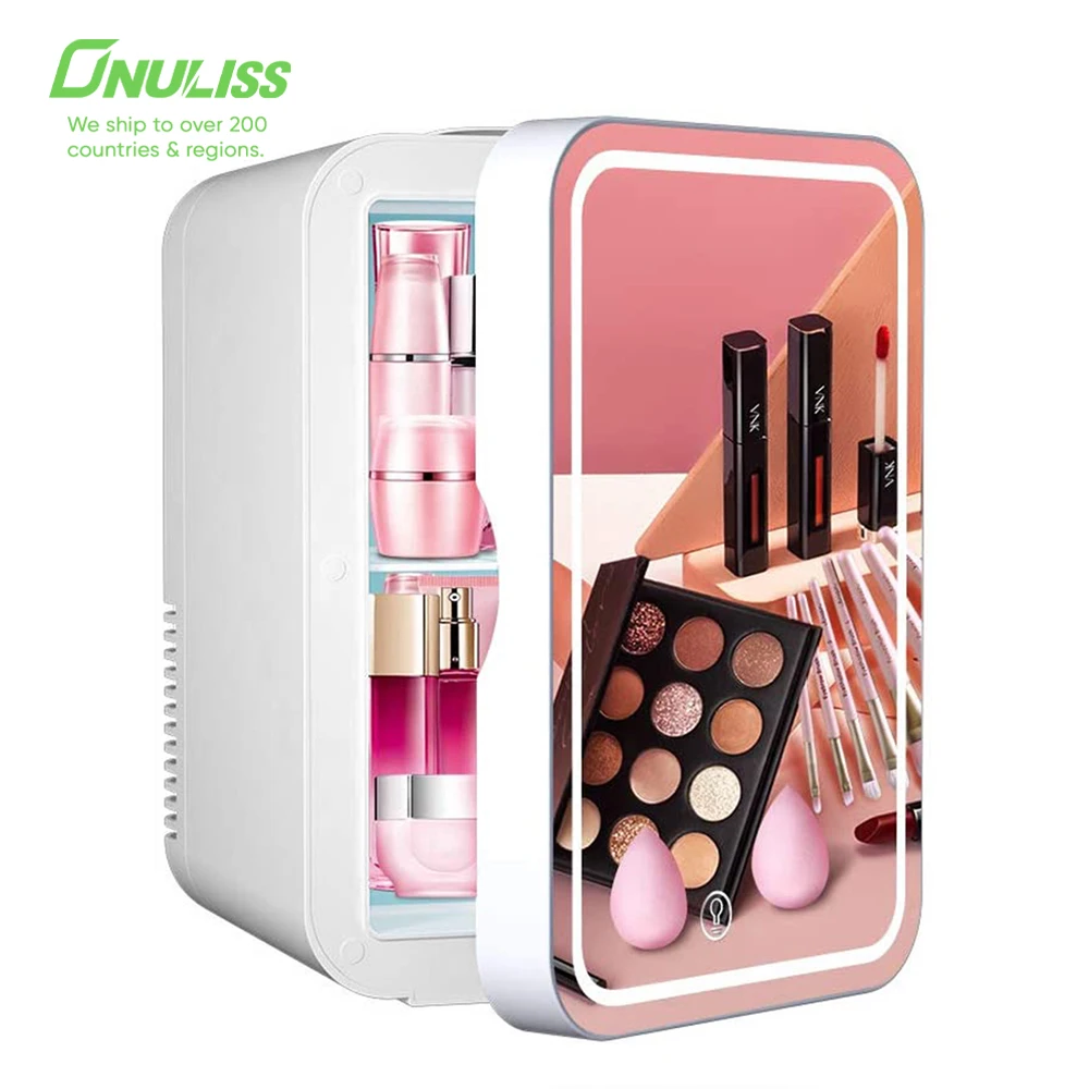 New Arrival Mini Beauty Cosmetic Makeup Skincare Portable Samll  Make Up Beauty Fridge Refrigerator Glass Door Display Freezer