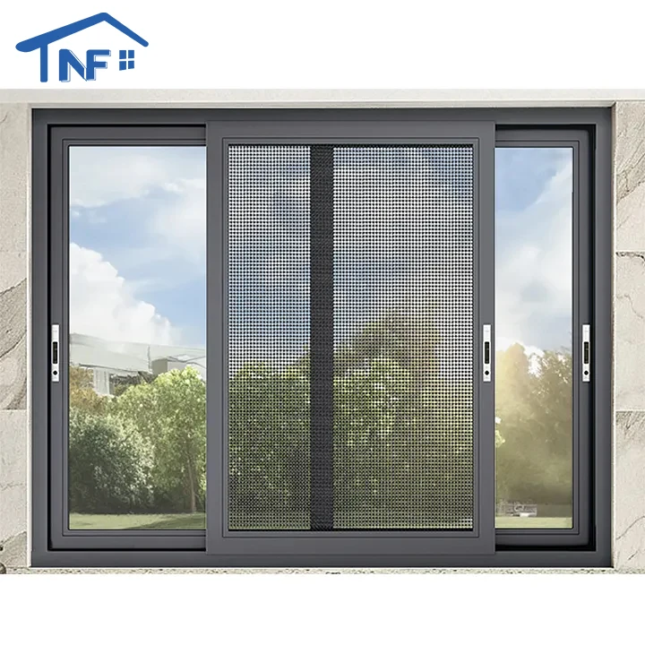 NF Horizontal Sliding Window Screen Outside Sliding Window Grill Design Approved Windows Aluminum Customized Stainless Steel NF
