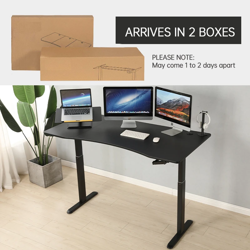 Hand crank manual height adjustable standing office table with height range 725-1155mm