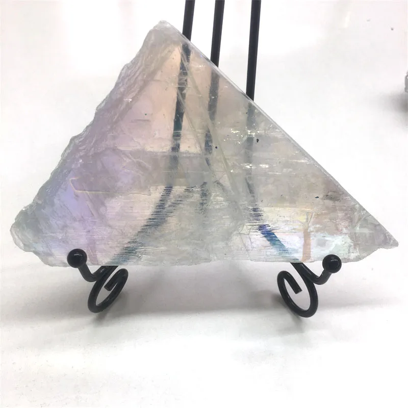 Natural Rough Crystal Slab Angel Aura Han Mineral Clear Gypsum Selenite Slice for Decoration