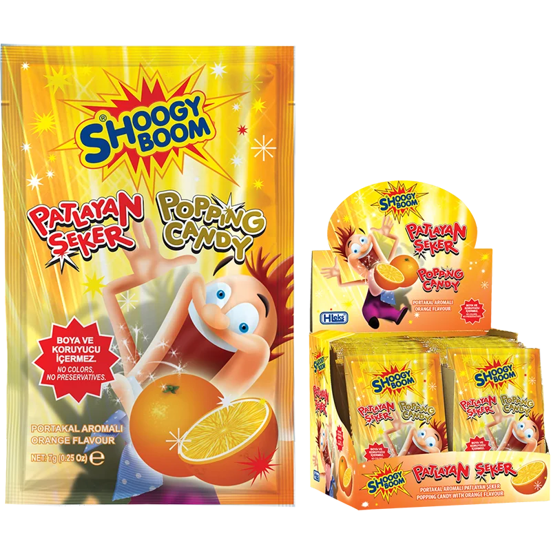 High Standard Popping Candy, Strawberry Flavored, Uncolored, 7gr Sachet