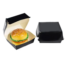 Custom Recycled Kraft Paper Burger Delivery Boxes Fast Food Packaging Hamburger Paper Box