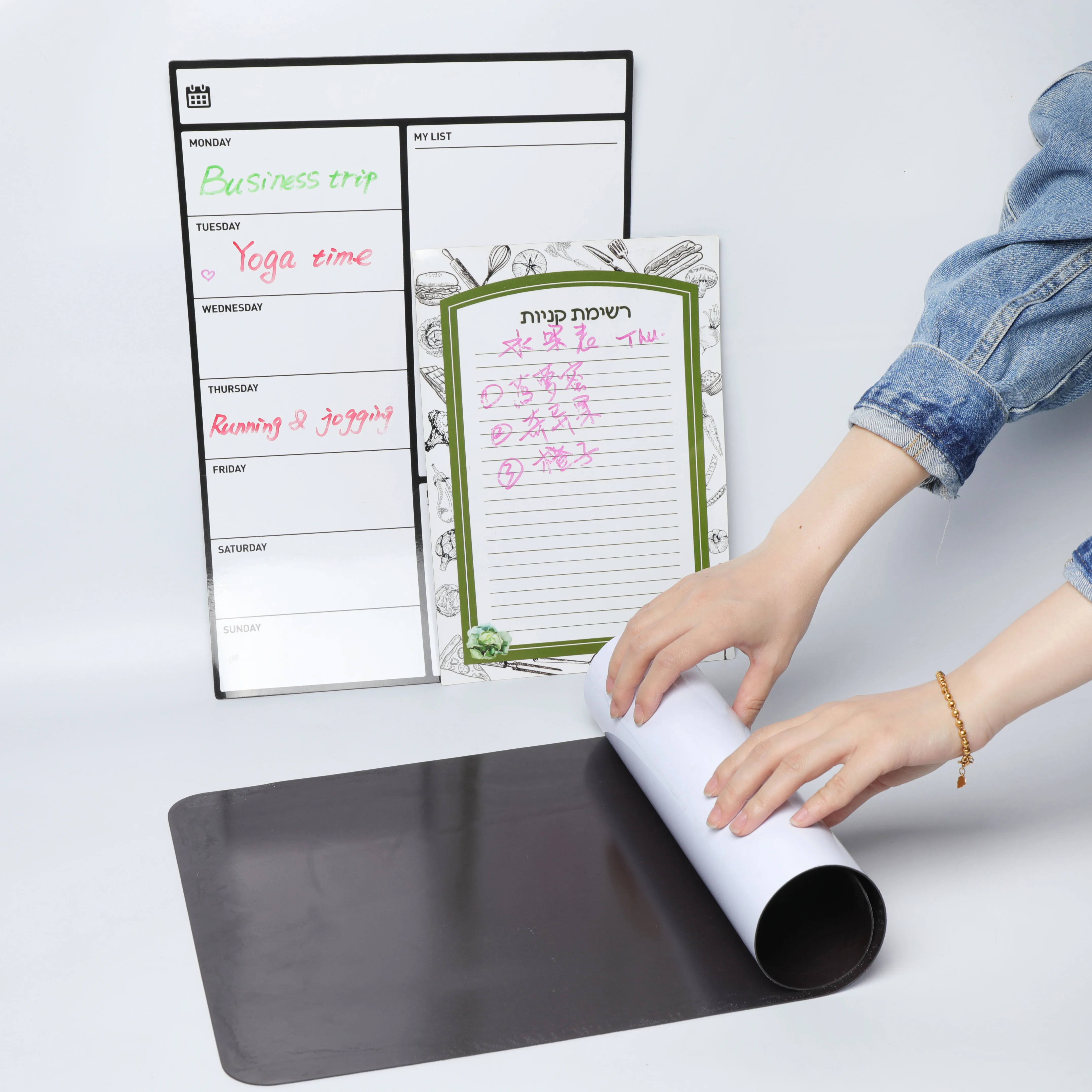 PET PVC yearly monthly weekly acrylic fridge calendar magnetic dry erase calendar for fridge